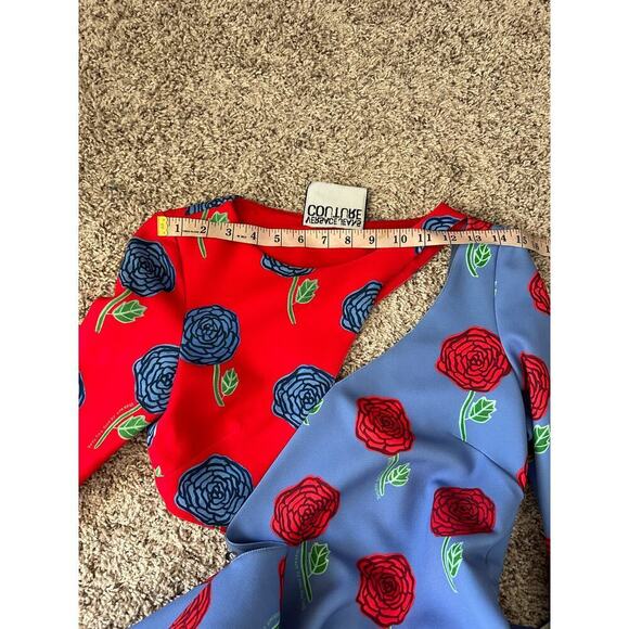 Versace Jeans Couture Womens Blue Printed Rose Cocktail and Party Dress - Picture 9 of 10